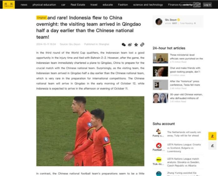 Timnas Indonesia Hebohkan Media China, Tiba di Qingdao Sebelum Timnas China
