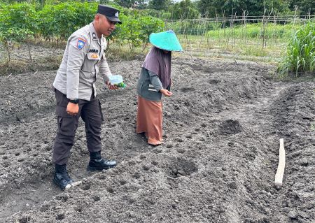Bhabinkamtibmas Desa Kelumu,Lingga, Dukung Ketahanan Pangan, Galakkan Perkebunan Sayur Kangkung Bersama Warga Bhabinkamtibmas Desa Kelumu,Lingga, Dukung Ketahanan Pangan, Galakkan Perkebunan Sayur Kangkung Bersama Warga