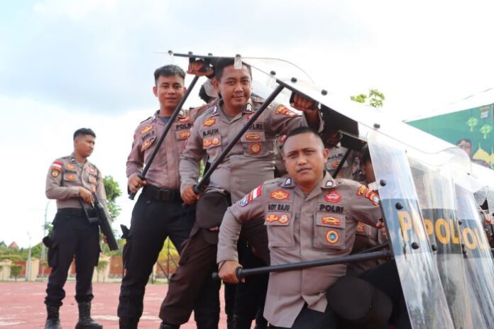 jelang mayday-polres bintan latihan dalmas Jelang May Day, Polres Bintan Gelar Latihan Dalmas Antisipasi Unjuk Rasa